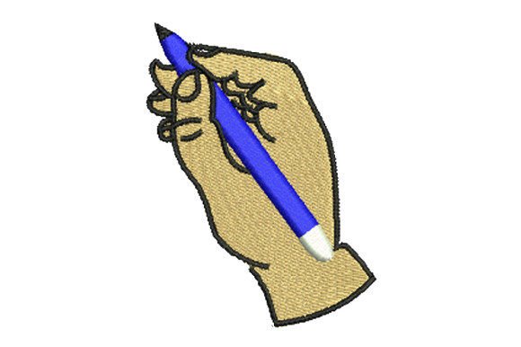 Hand Holding a Pencil Embroidery Design